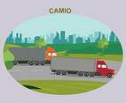 Semi Truck and Cargo Trailer Vector