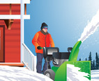 Man Using Snowblower