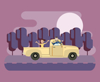 Night Carpool Vector Illustration