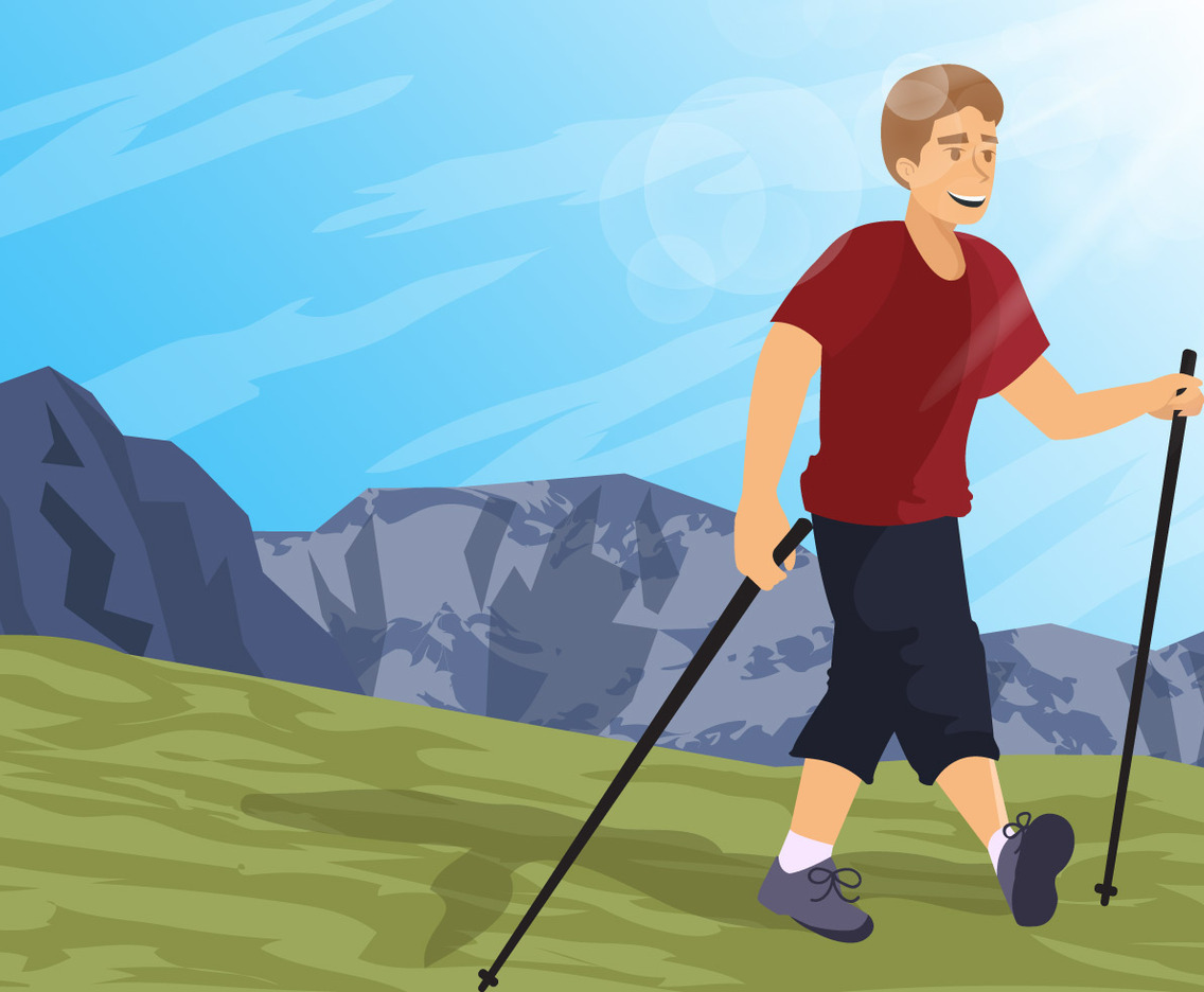 Man Doing Nordic Walking