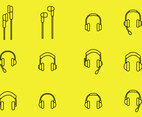 Stroke Linear Head Phone Vector Icon