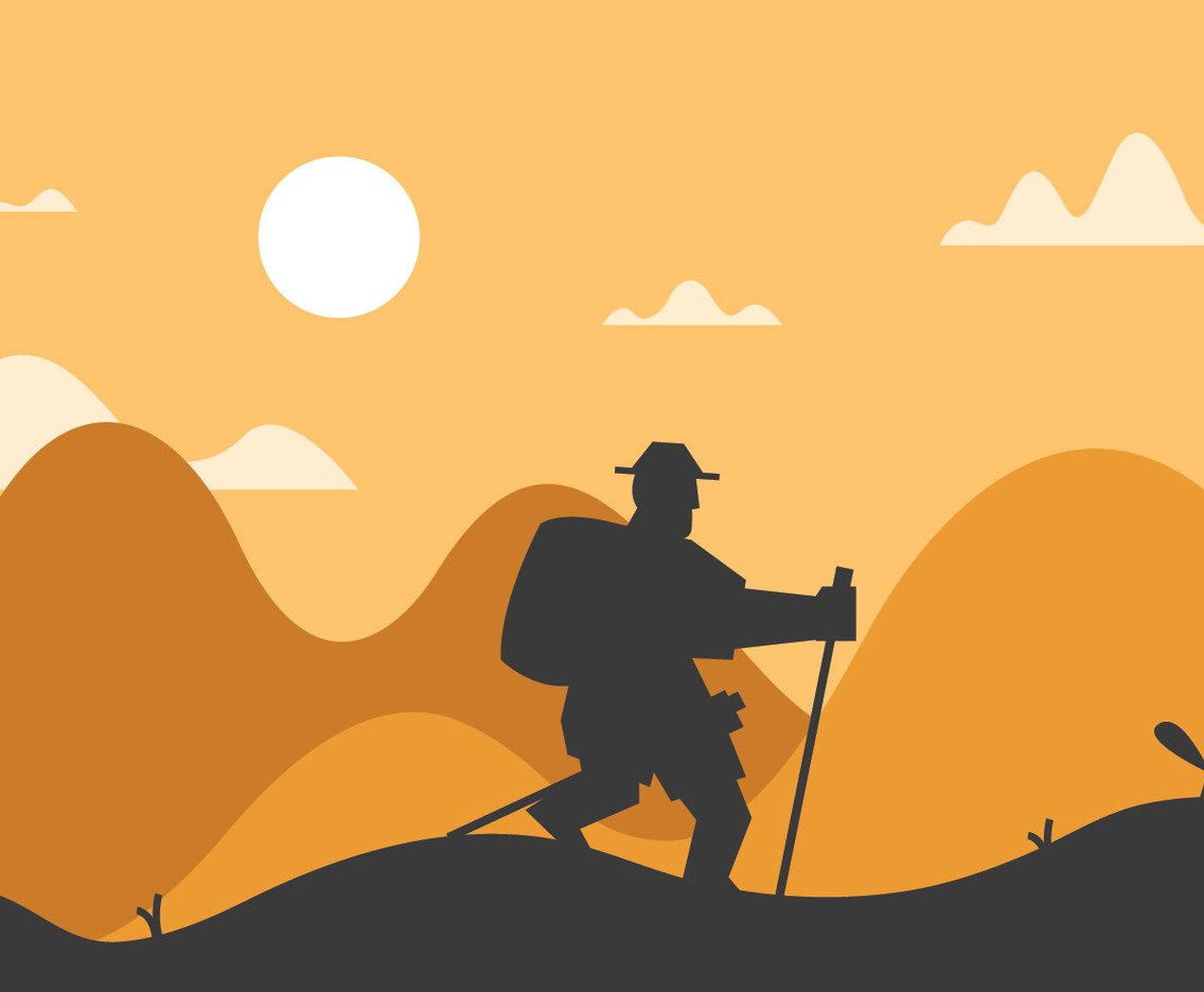 Nordic walking guy illustration