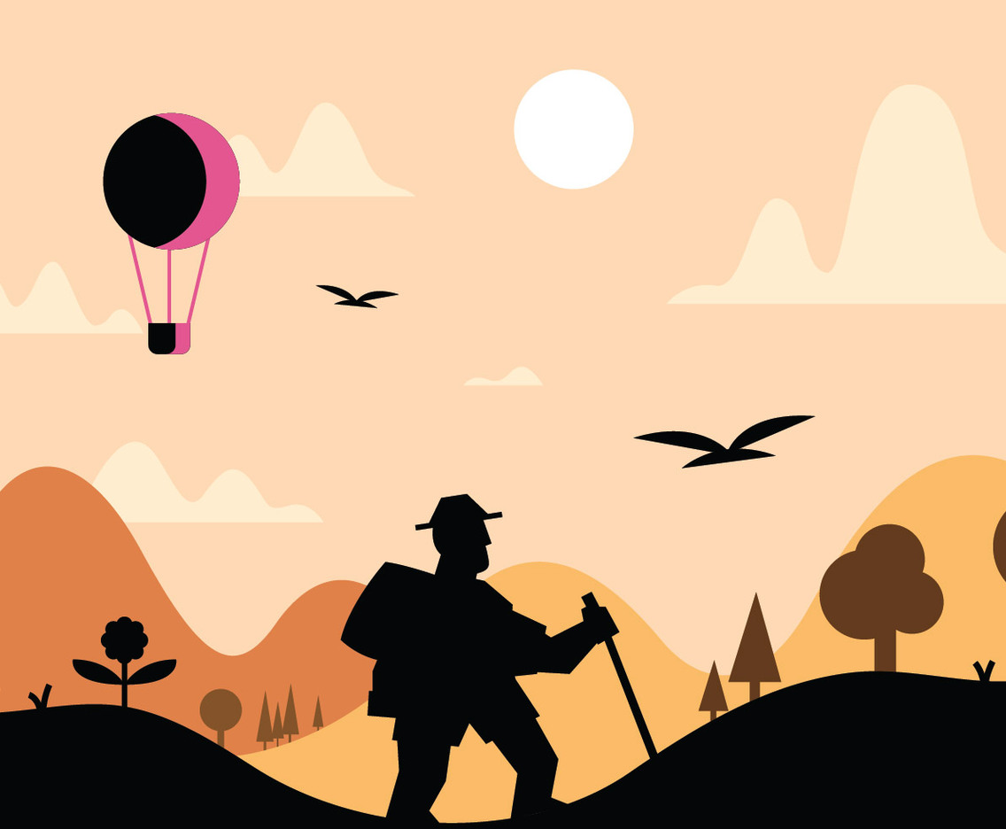 Nordic walking guy illustration