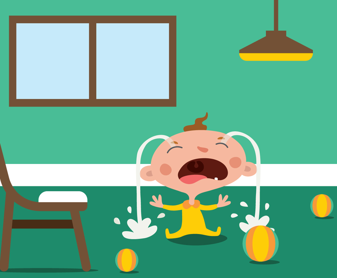 Vector Illustration Of Cartoon Baby Crying