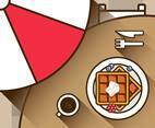 Waffle Cafe Flat Illustration Vector