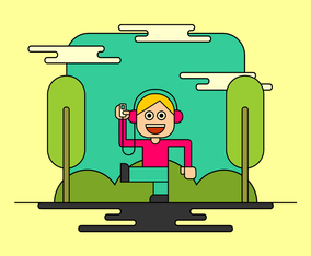 Hipster Man Listening Music