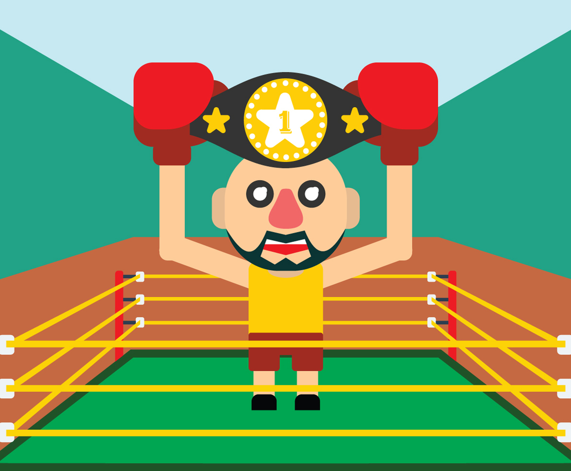 Wrestler Holding Champion Belt