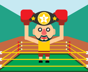 Wrestler Holding Champion Belt