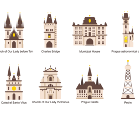 Prague Icons Vector