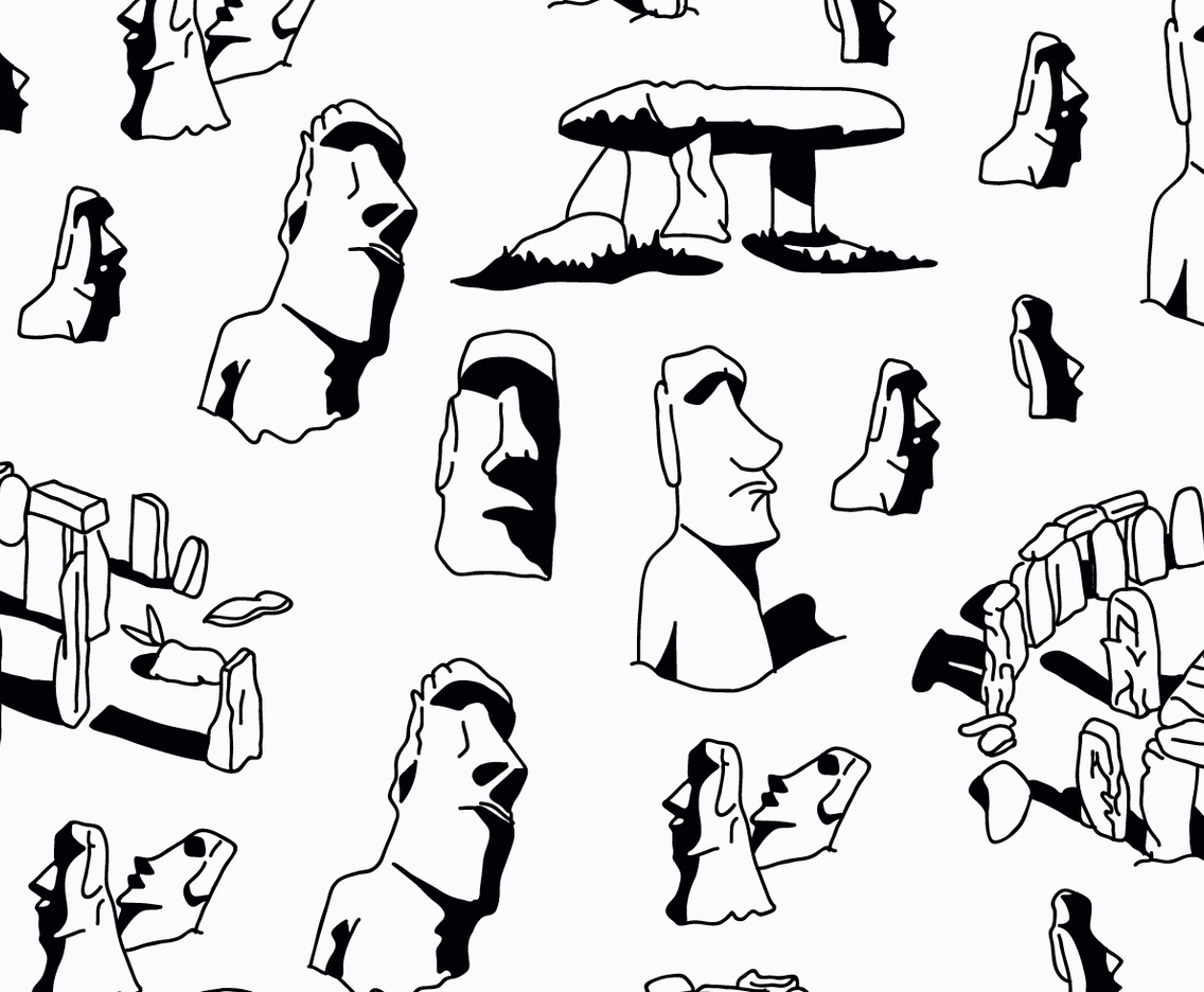 Black White Easter Island