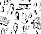 Black  White Easter Island