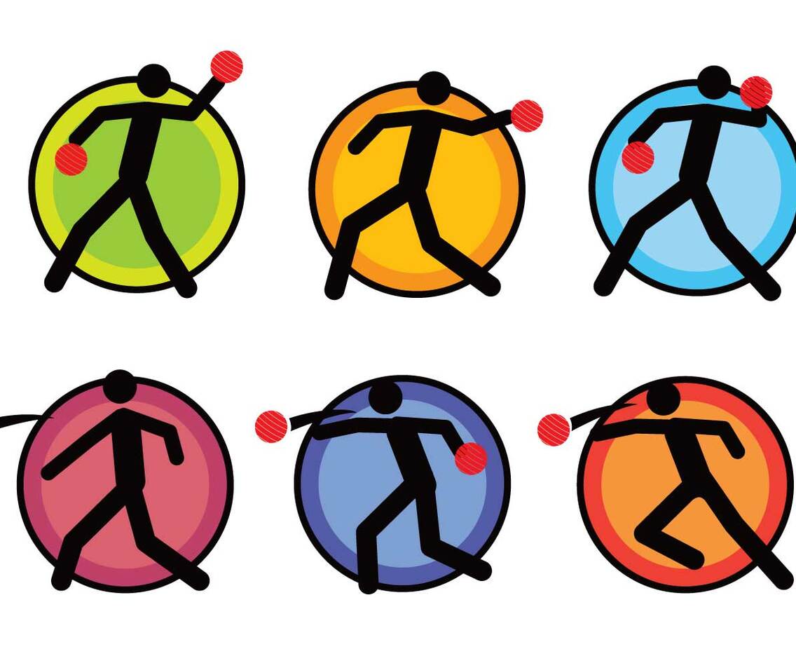 Dodge ball pictogram icon set