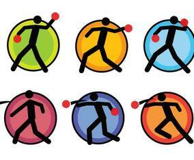 Dodge ball pictogram icon set