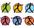 Dodge ball pictogram icon set