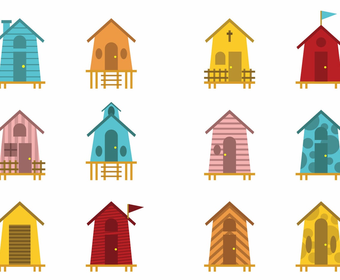 Fun Decorative Beach Hut Vectors