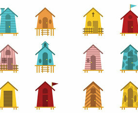Fun Decorative Beach Hut Vectors