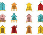 Fun Decorative Beach Hut Vectors