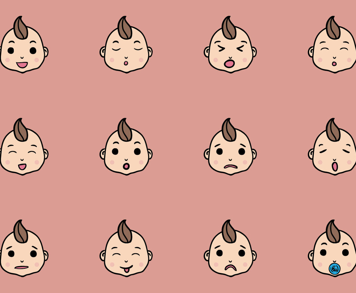 Set Of Cute Baby Emoticon Vectors