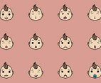 Set Of Cute Baby Emoticon Vectors