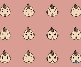 Set Of Cute Baby Emoticon Vectors