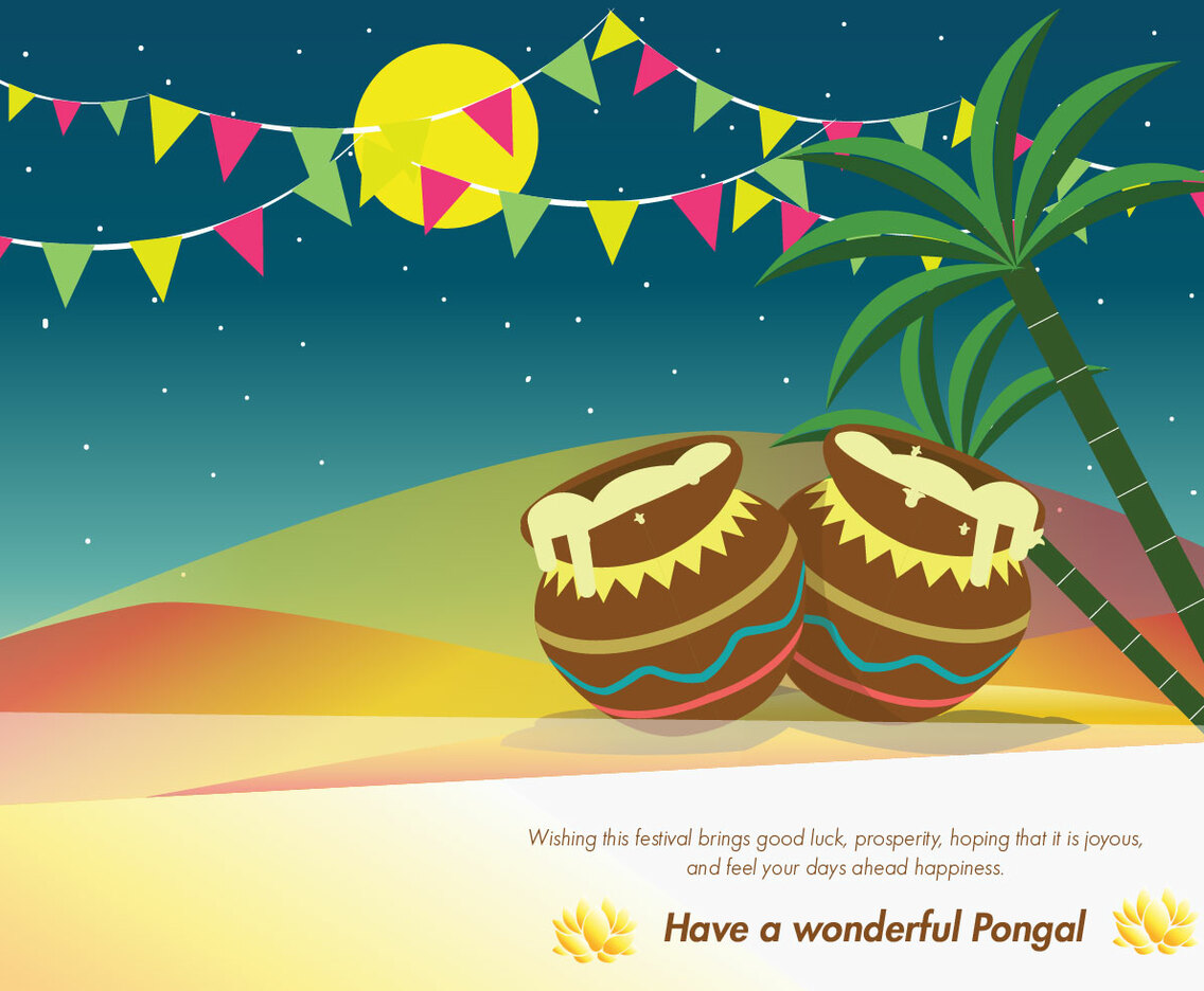 Pongal Greeting Card Vector
