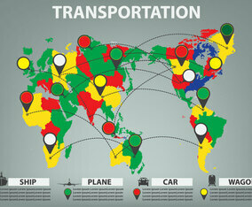 World Map information infographic transportation