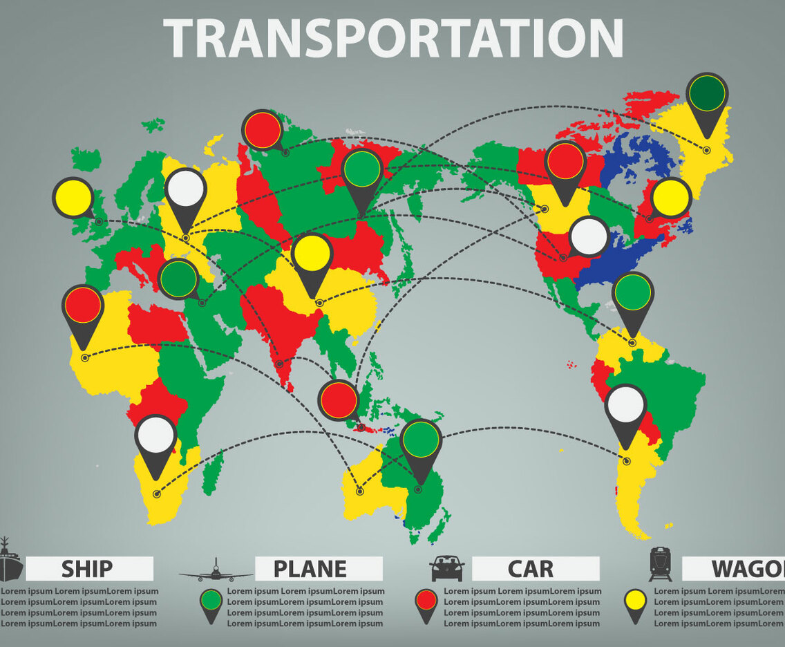 World Map information infographic transportation
