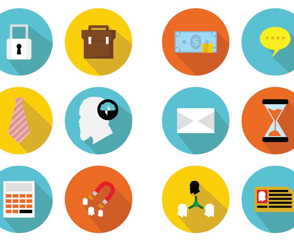 Colorful Flat Business Icons