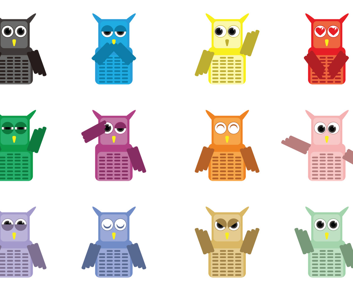 Cute Owl Character Vectors