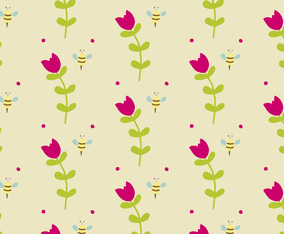 Background Daun with Flowers  Bees