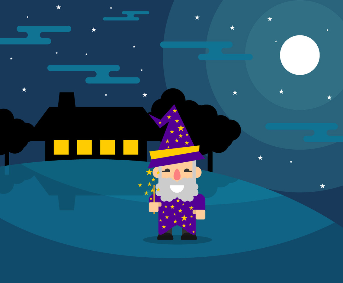 Fun Wizard at Night Vector