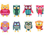 Cute  Colorful Stylized Buho Owls