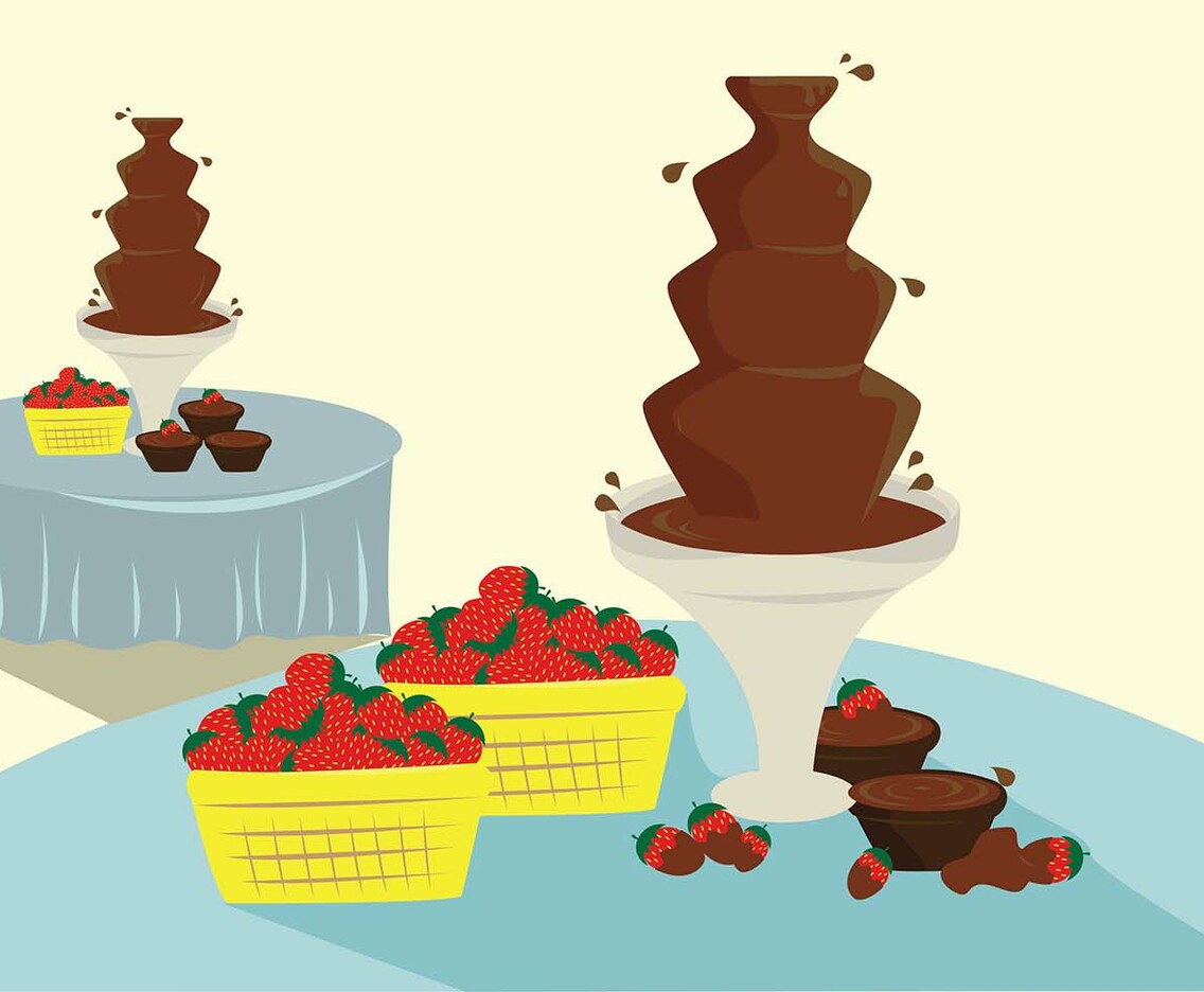 Dessert Table Chocolate Fountain Vector