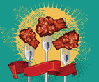 Buffalo Wings  Forks Vector