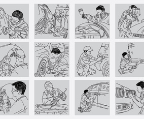 Hand Drawn Body Repairs Icon