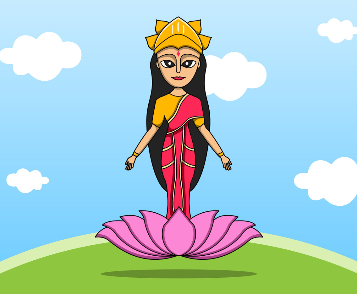 Indian Goddess Lakshmi on Lotus