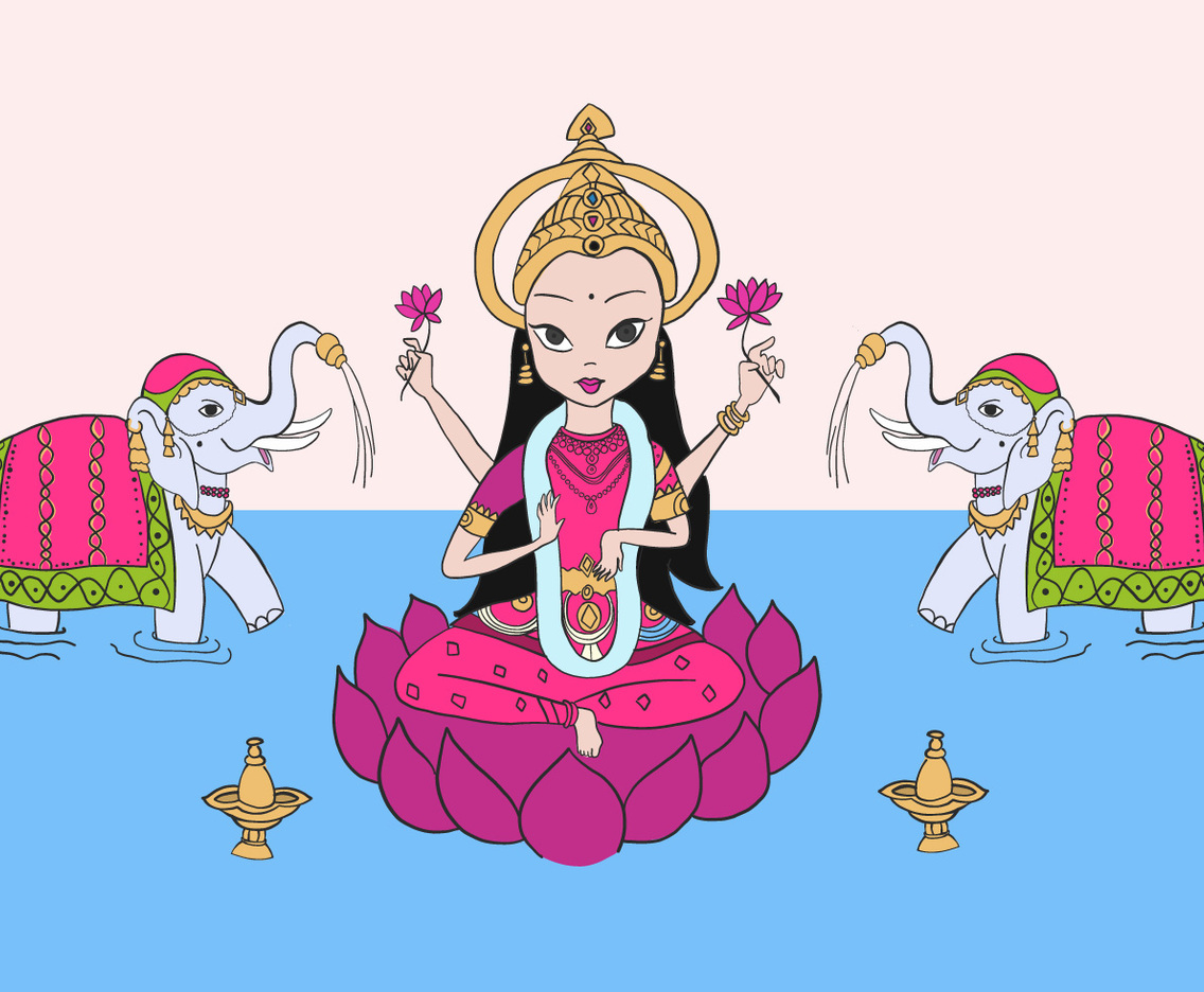 Lakshmi Elephants Free Vector