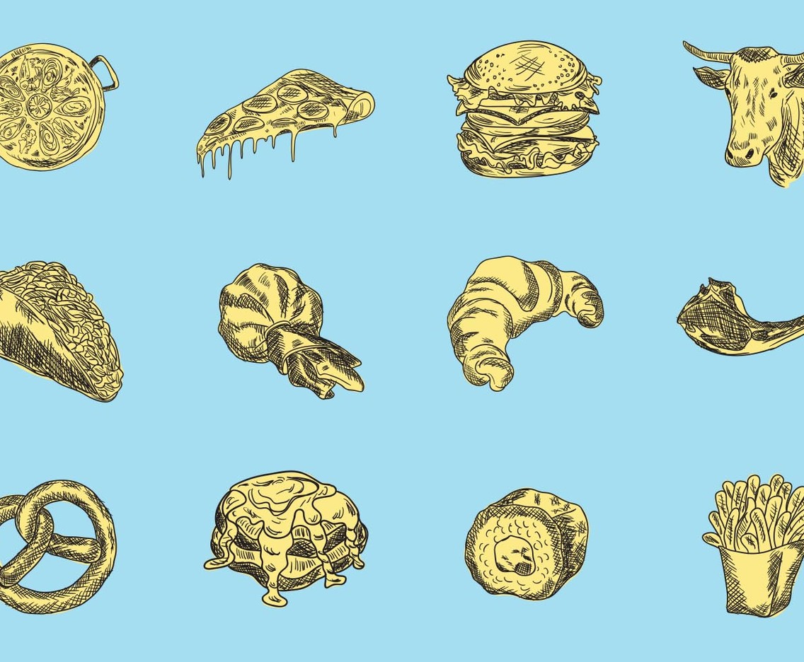 Set of Food Illustration Sketch Vector
