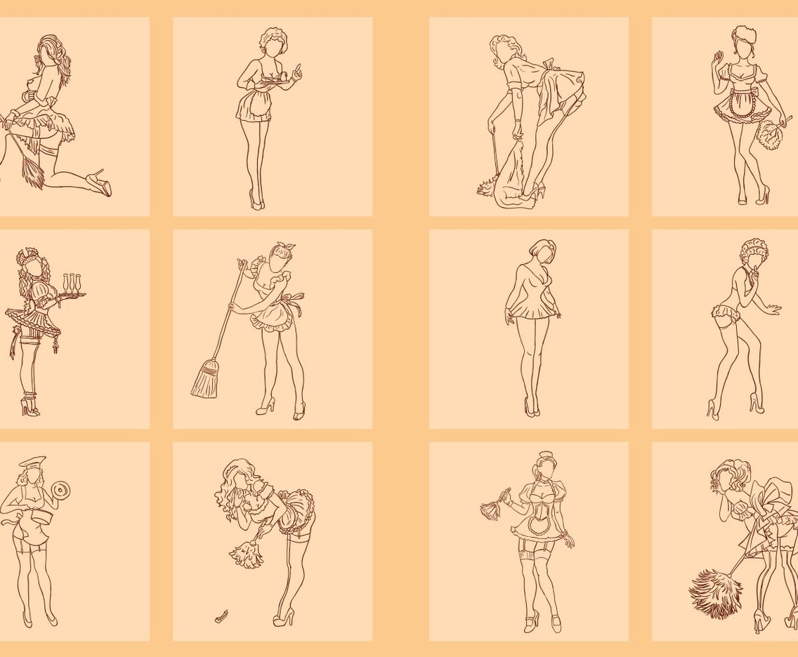 Hand Drawn of French Maid