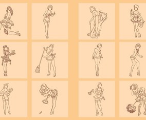 Hand Drawn of French Maid