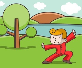 Illustration Of Wushu Fighter While Training
