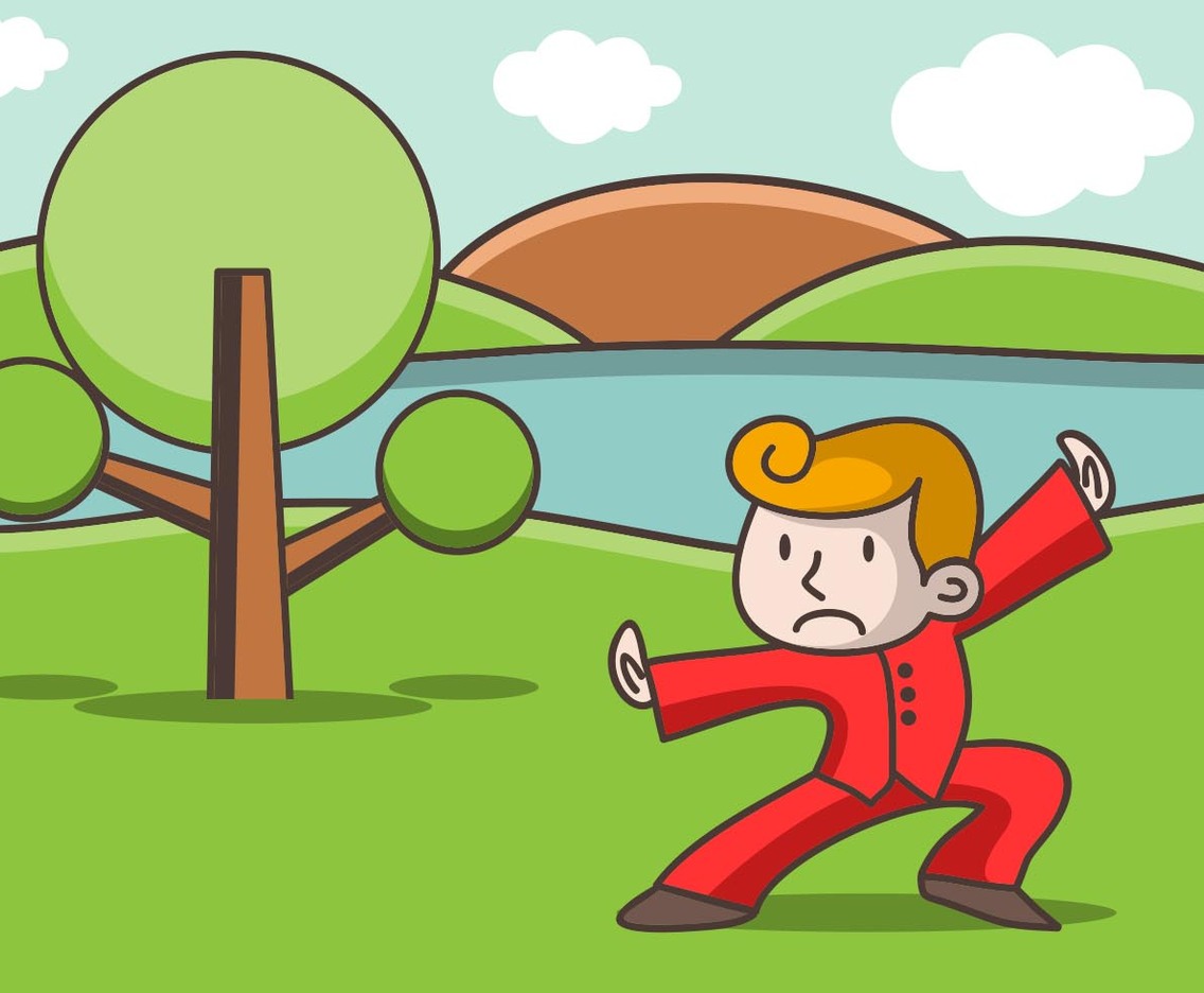Illustration Of Wushu Fighter While Training
