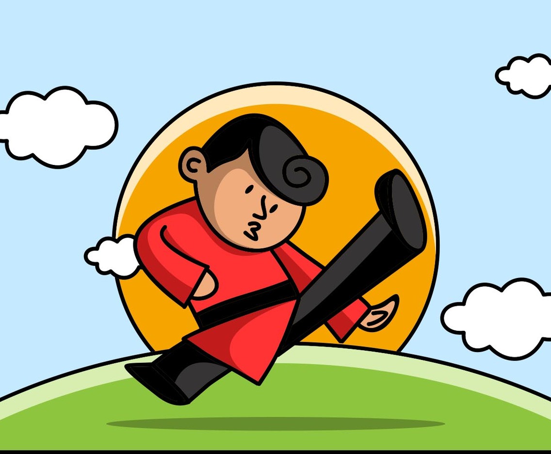 Wushu Fighter Show His Skill