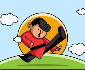 Wushu Fighter Show His Skill