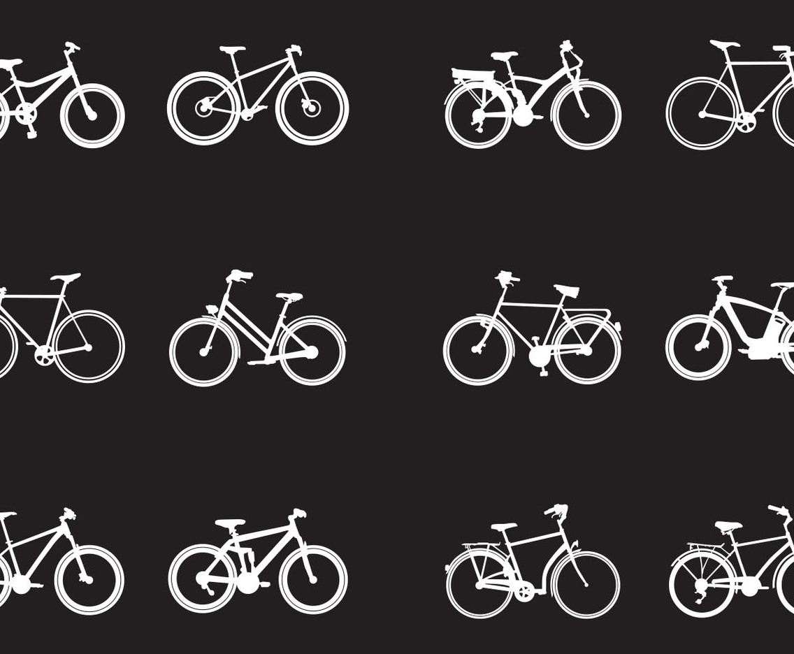 Silhouette Of Various Kinds Of Bicycle