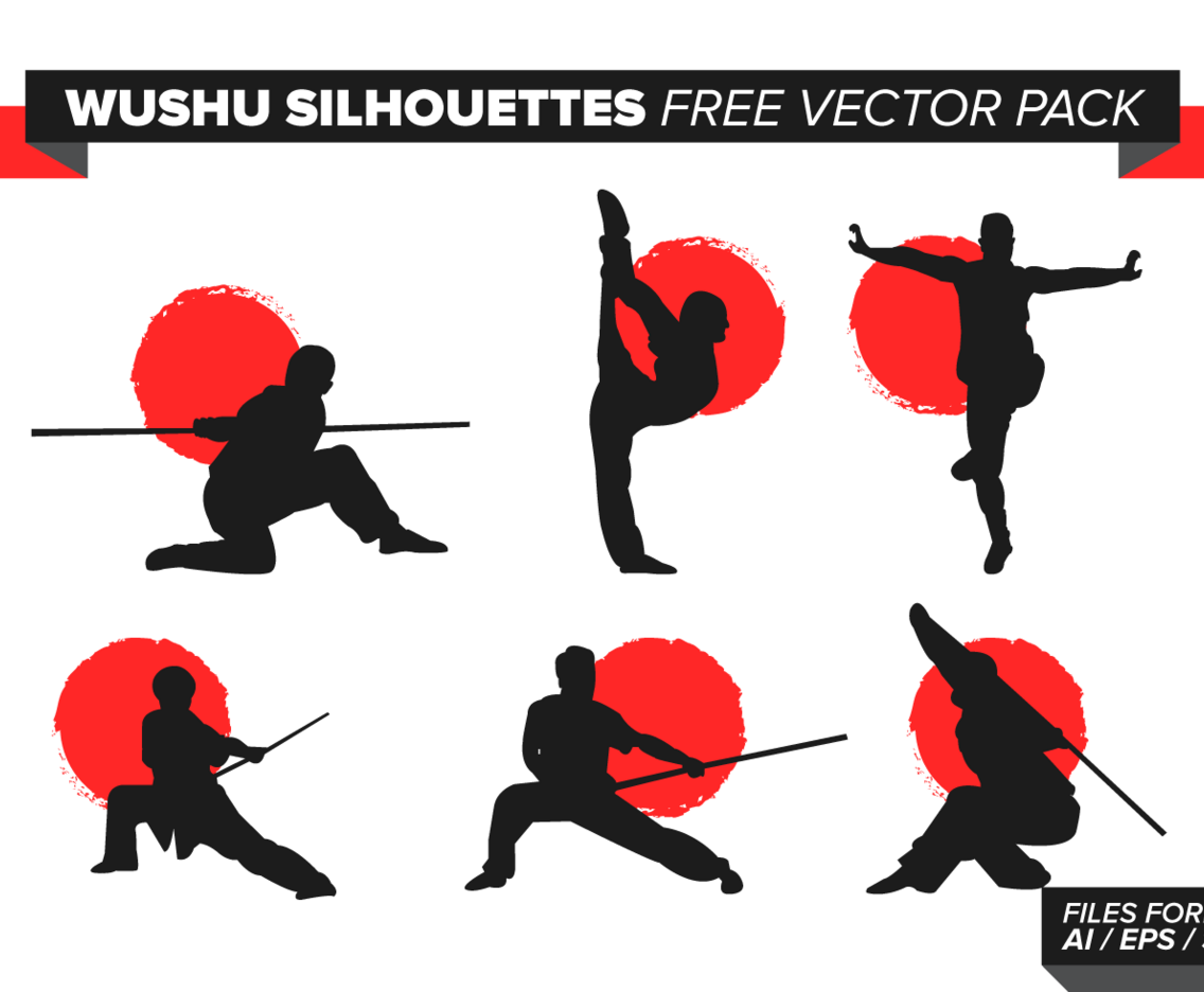 Wushu Silhouettes Free Vector Pack