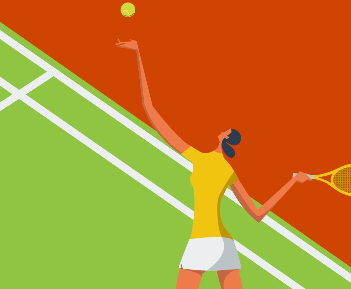 Illustration Of Woman Playing Tennis