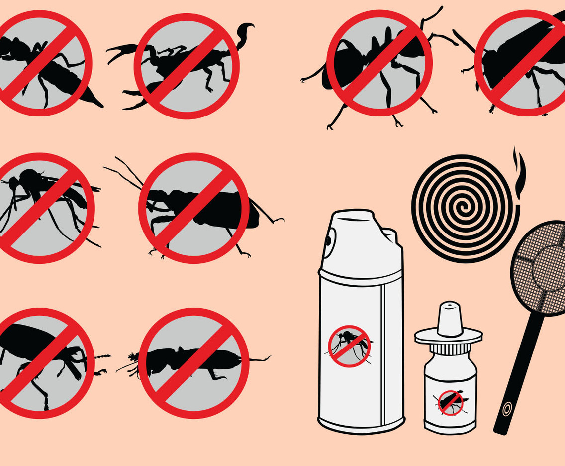 Pest and insect control icons set
