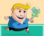 Squatty Tennis Player Vector