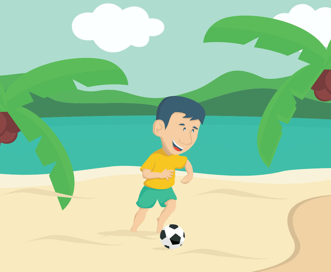 Guy Playing Soccer On The Beach